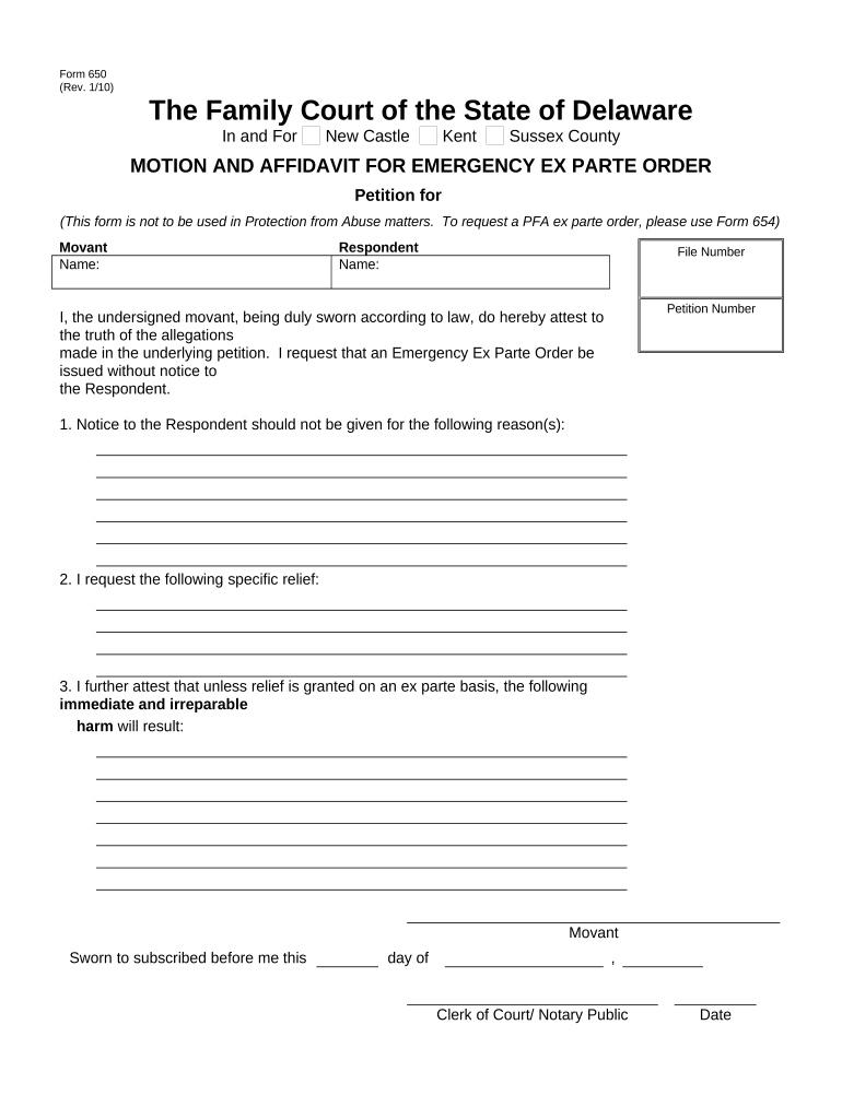 Ex Parte Order  Form