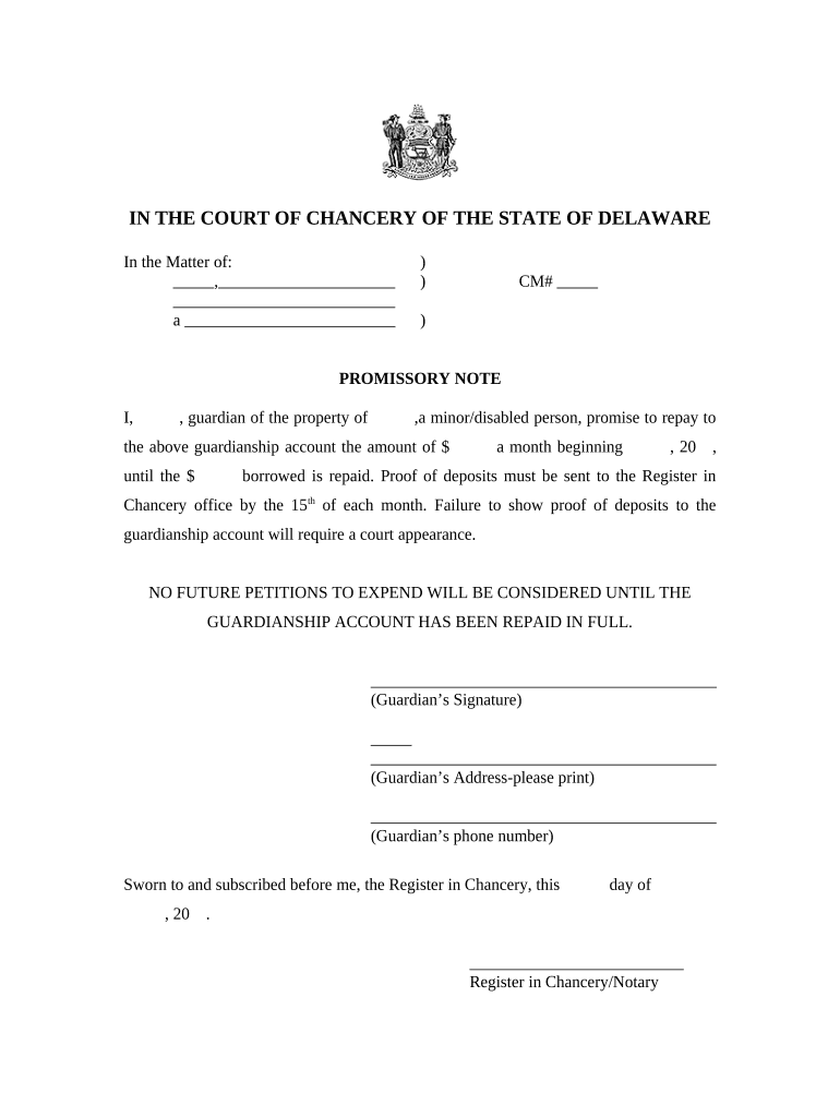 Delaware Promissory Note Template  Form