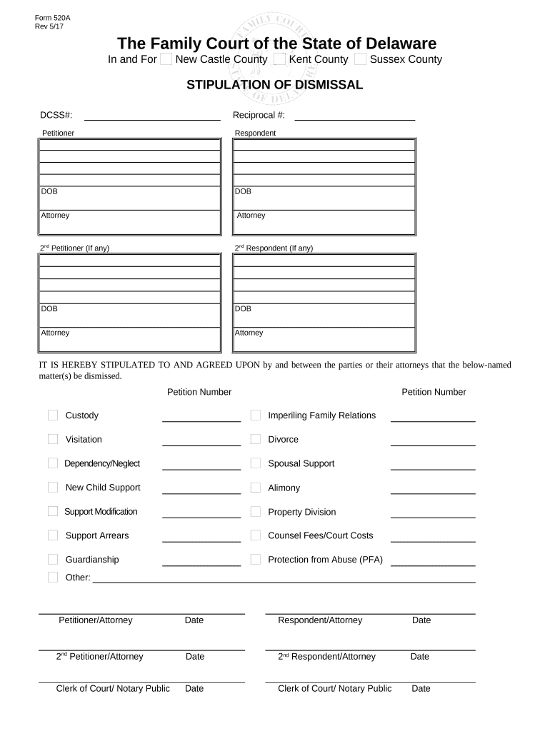 Stipulation of Dismissal Additional Participants Delaware  Form