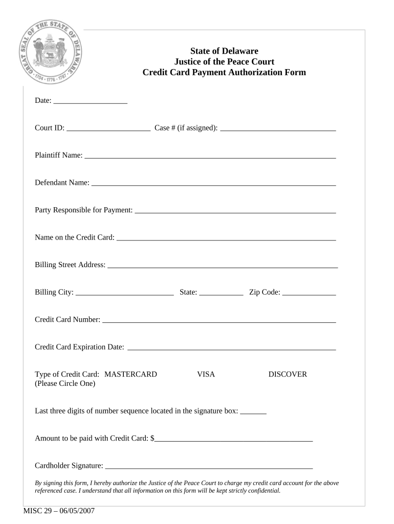 Credit Payment Authorization  Form