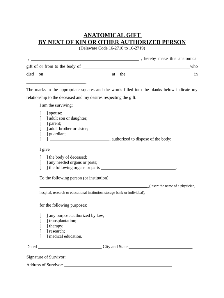 Delaware Next Kin  Form