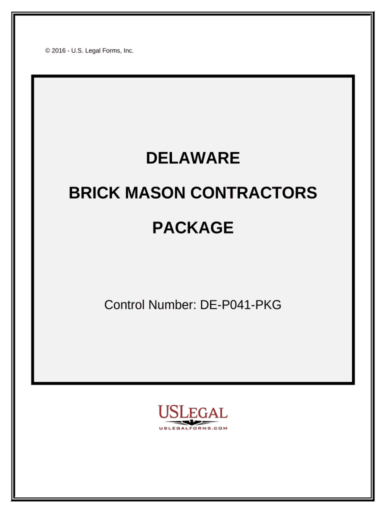 Brick Mason Contractor Package Delaware  Form