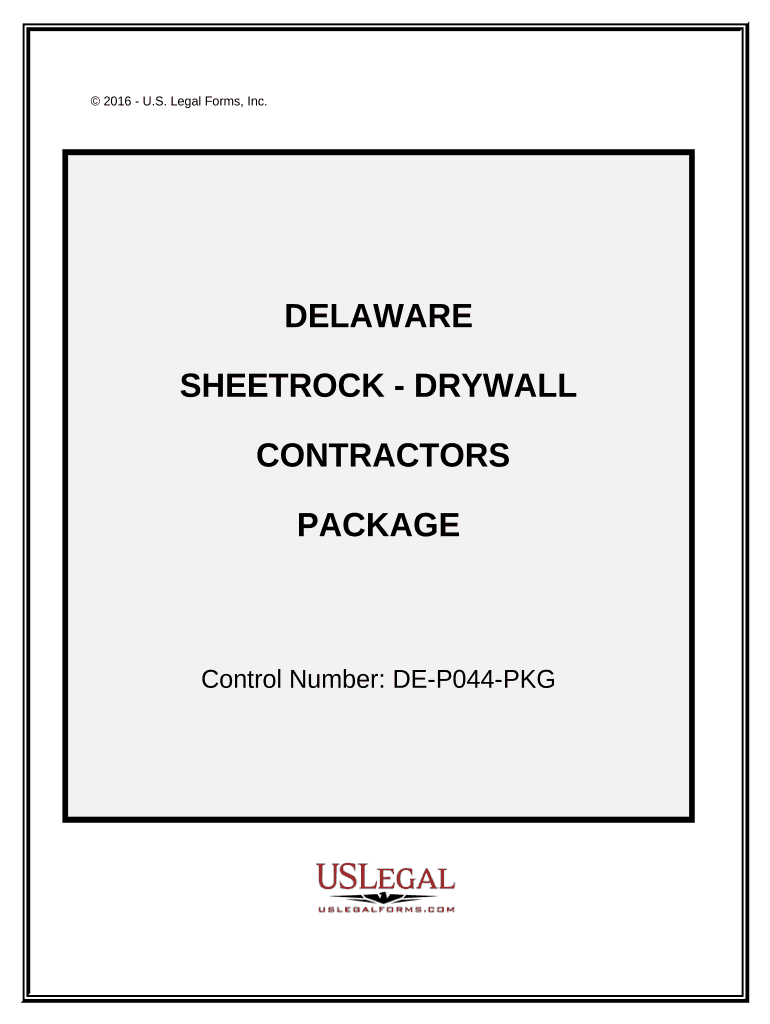 Sheetrock Drywall Contractor Package Delaware  Form