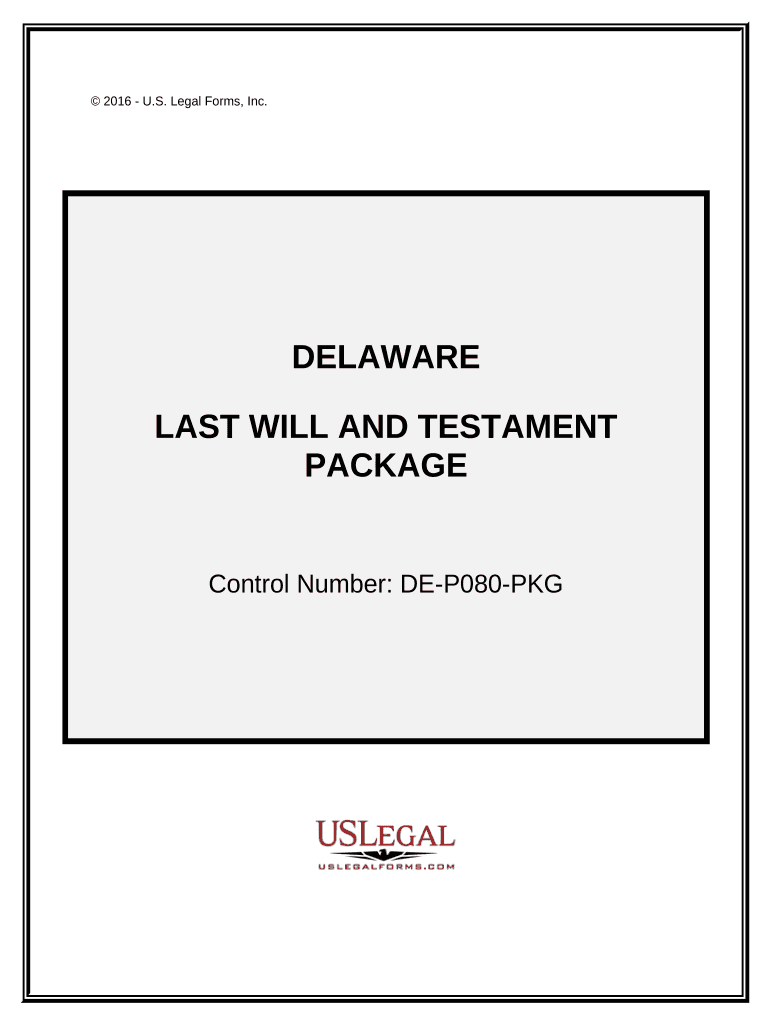 Last Will and Testament Package Delaware  Form