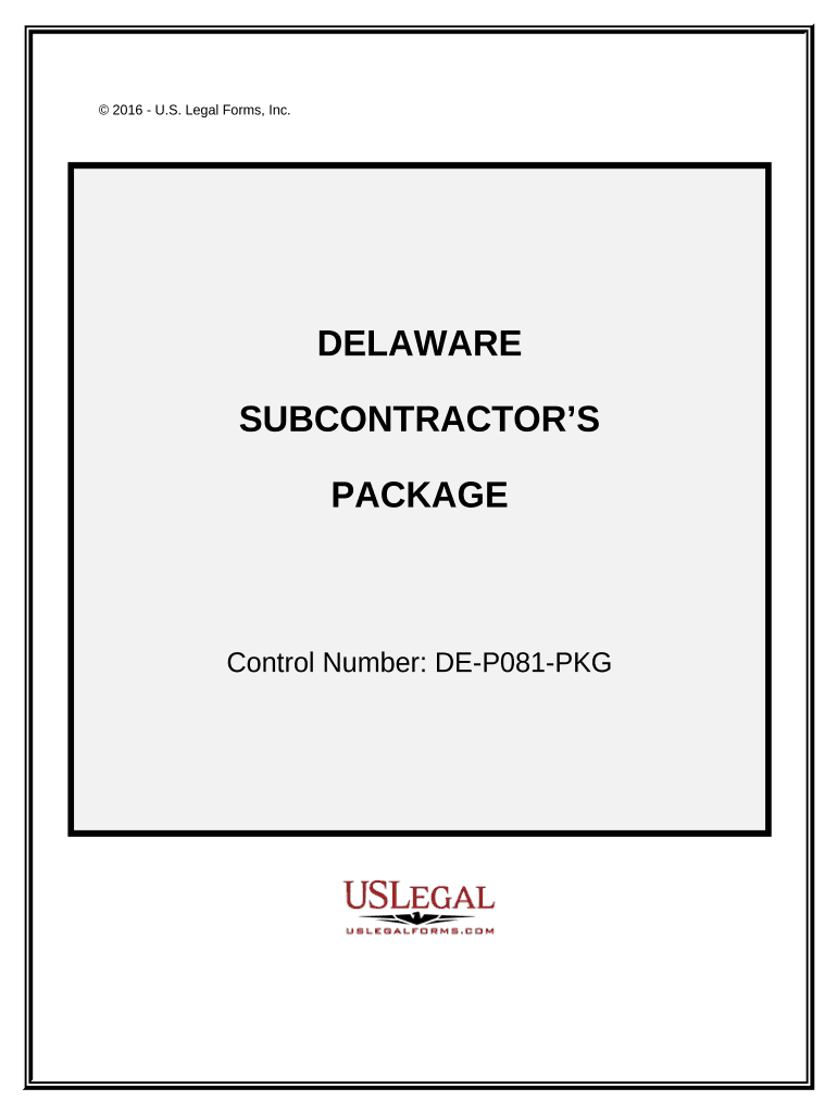 Subcontractors Package Delaware  Form