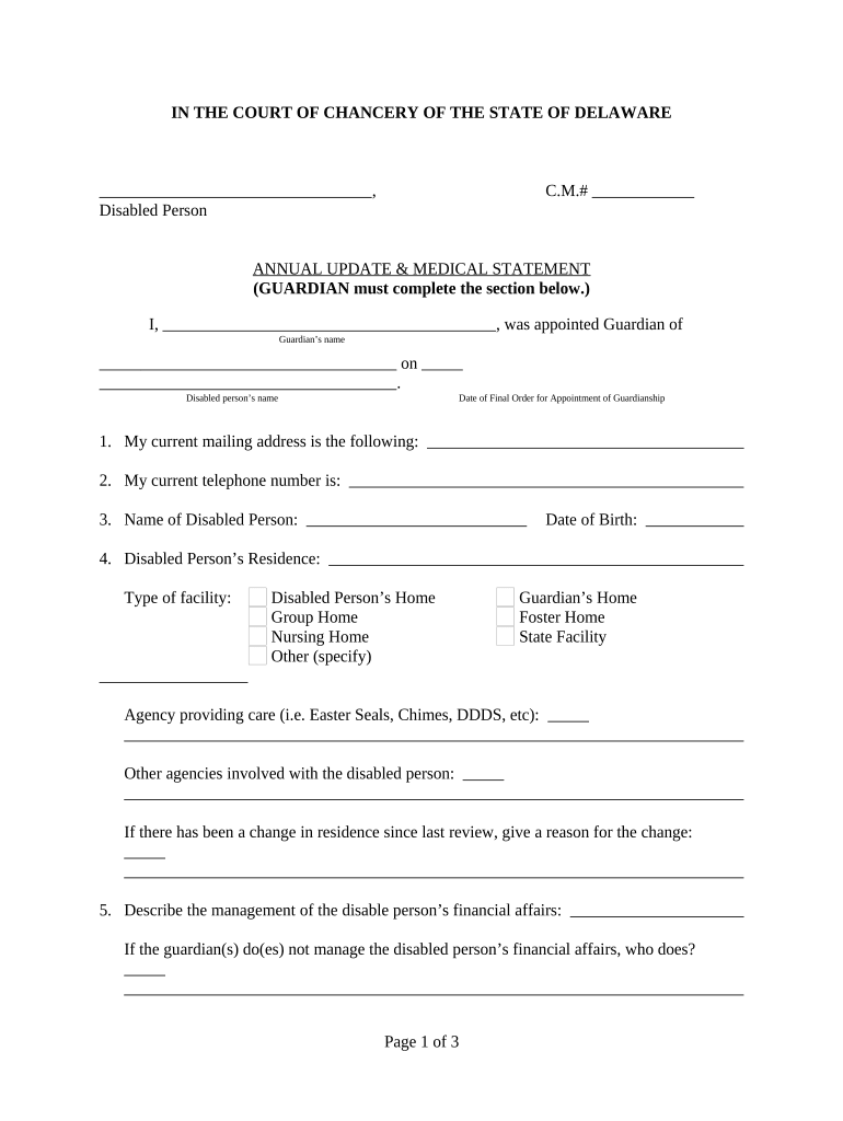 Medical Statements Guardianship  Form