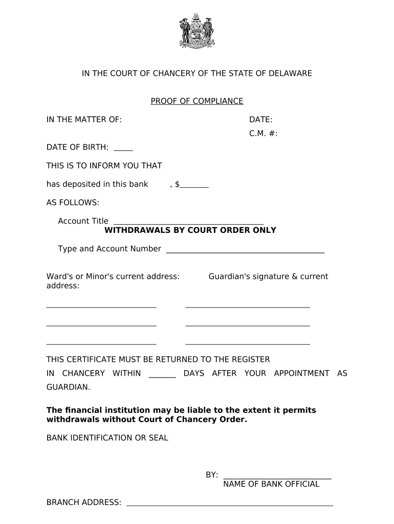 Proof of Compliance Delaware  Form
