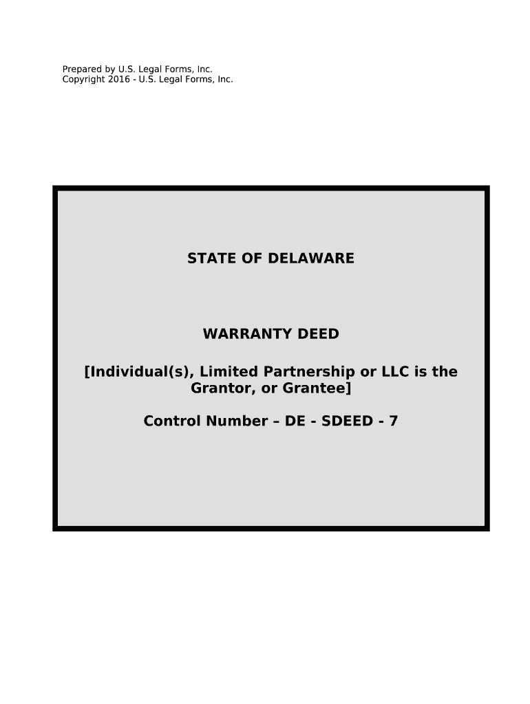 Warranty Deed from Individuals, Limited Partnership or LLC is the Grantor or Grantee Delaware  Form