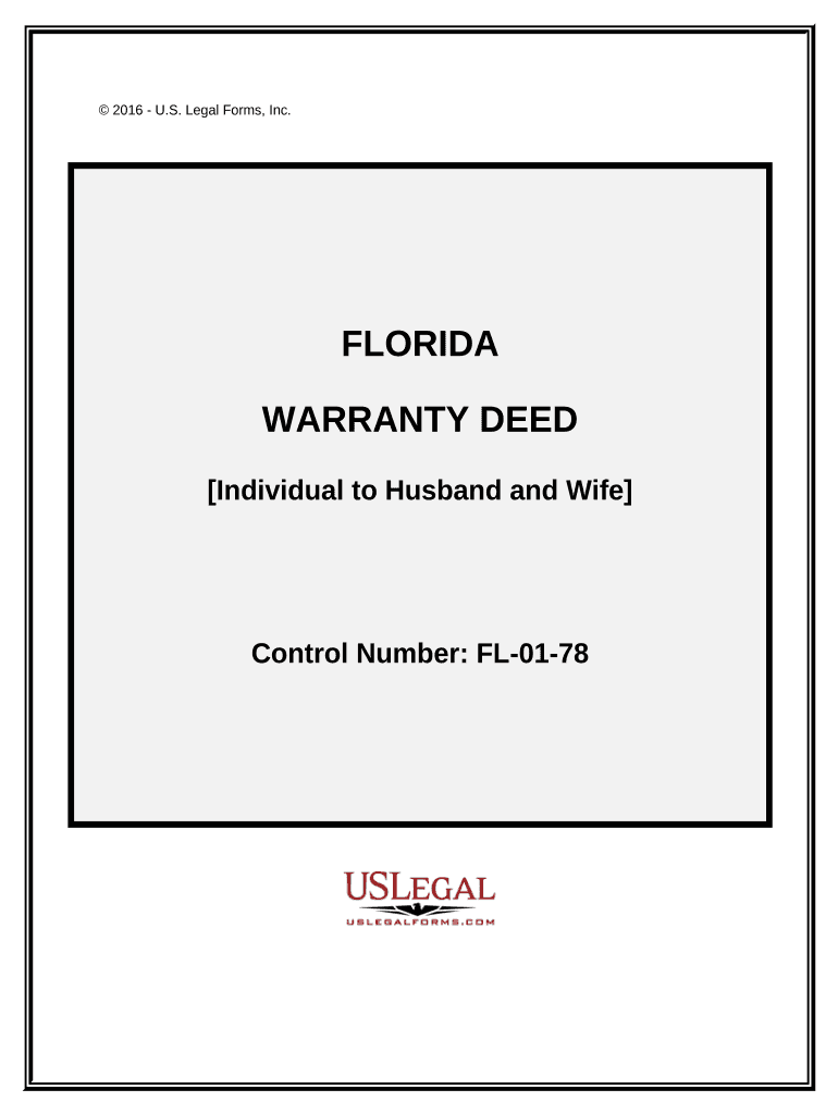 Warranty Deed from Individual to Husband and Wife Florida  Form