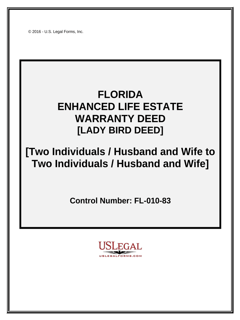 Enhanced Life Estate or Lady Bird Deed Husband and Wife to Two Individuals Florida  Form