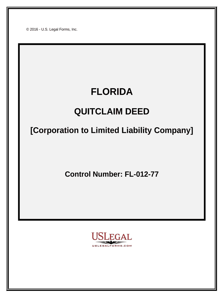 Quitclaim Deed from Corporation to LLC Florida  Form