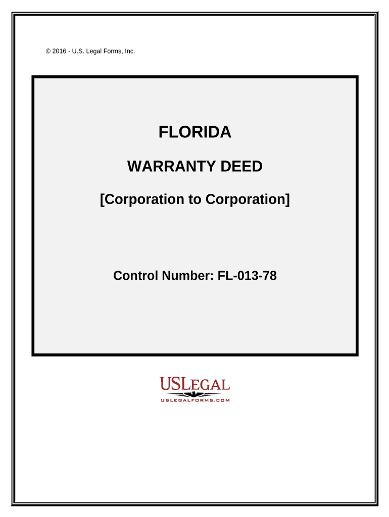 Warranty Deed from Corporation to Corporation Florida  Form