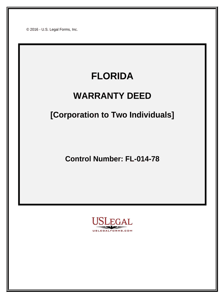 Warranty Deed from Corporation to Two Individuals Florida  Form