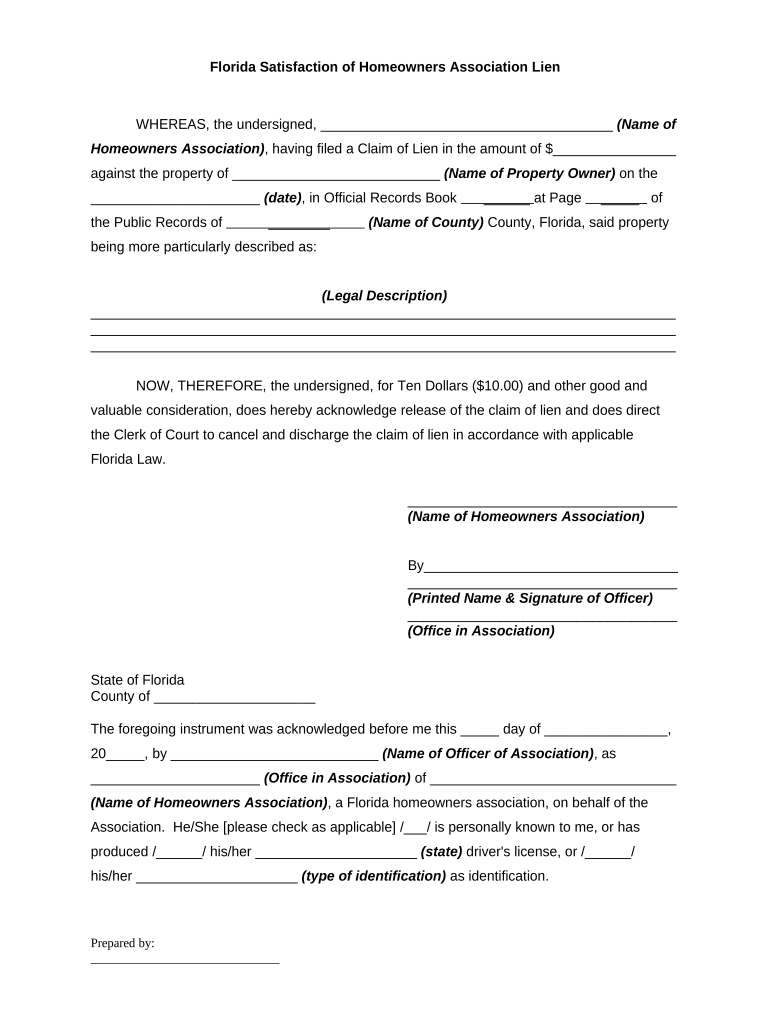 Homeowners Association  Form