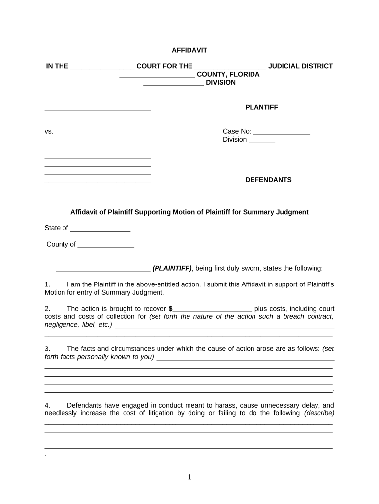 Motion Summary Judgment  Form