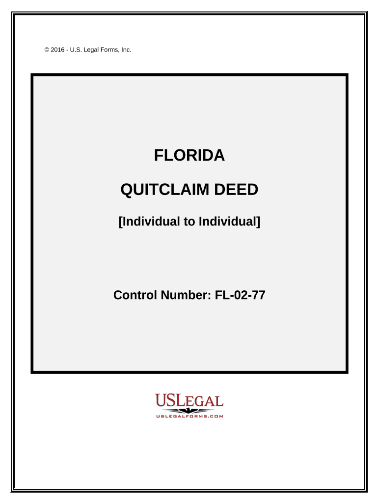 Quitclaim Deed from Individual to Individual Florida  Form