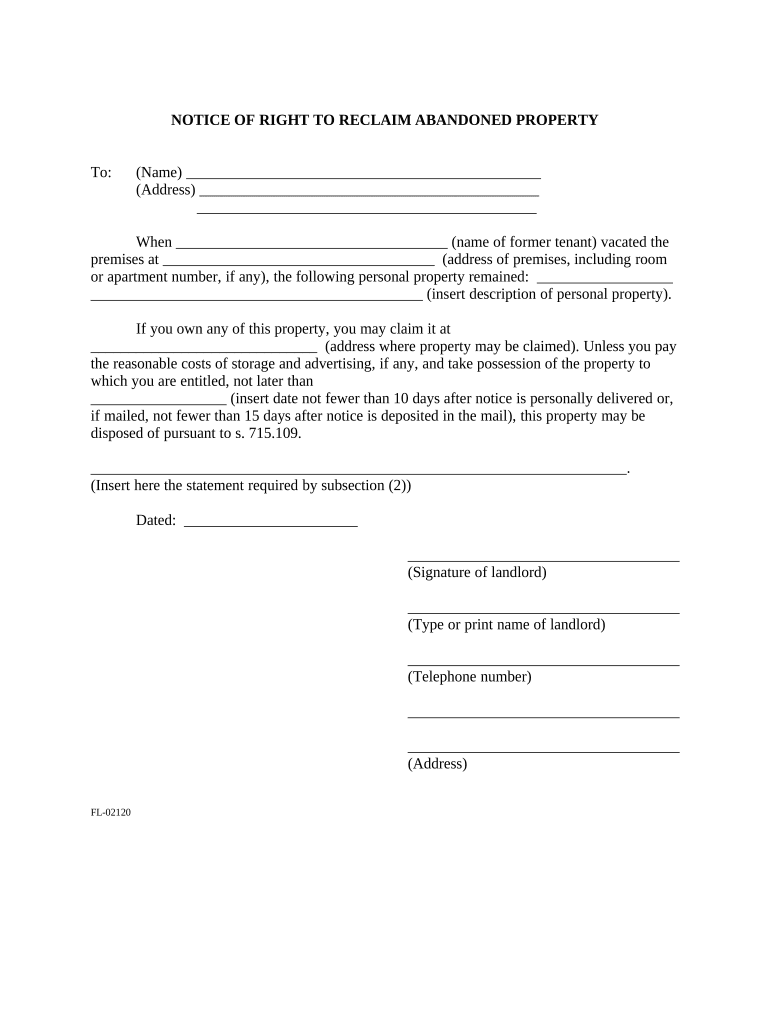 Form Notice Tenant