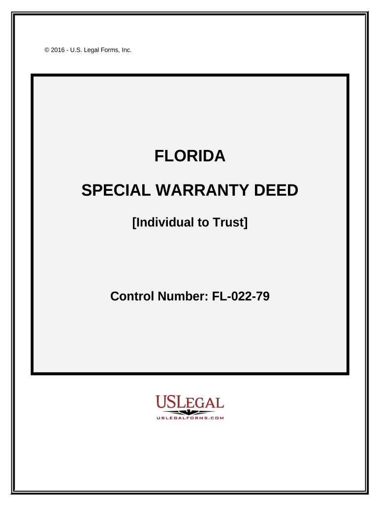 Special Warranty Deed Individual to Trust Florida  Form