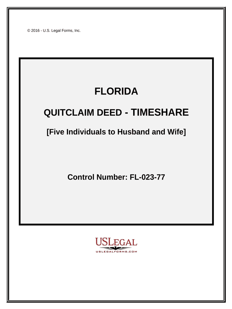 Quitclaim Deed Five Individuals to Husband and Wife Florida  Form