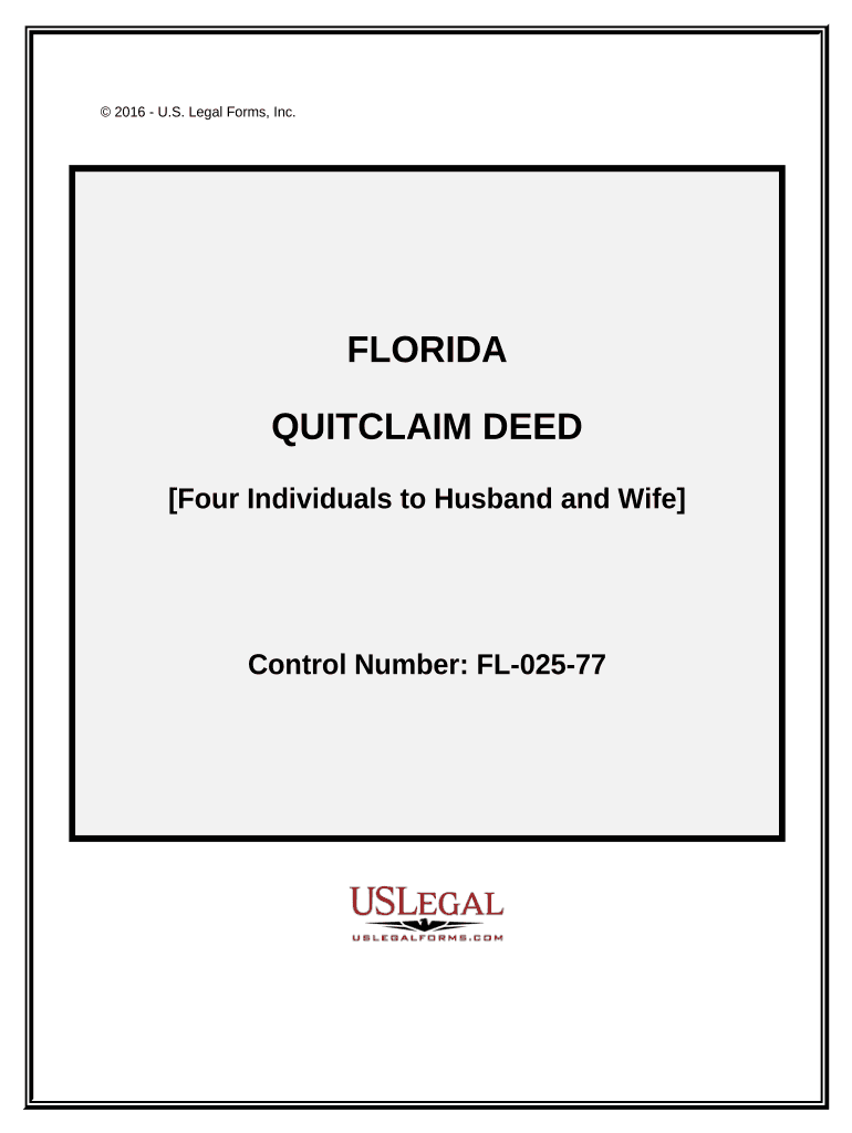 Quitclaim Deed Four Individuals to Husband and Wife Florida  Form