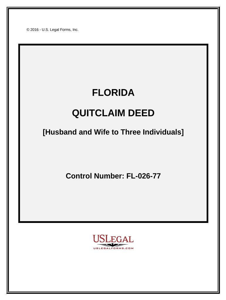 Quitclaim Deed Husband and Wife to Three Individuals Florida  Form