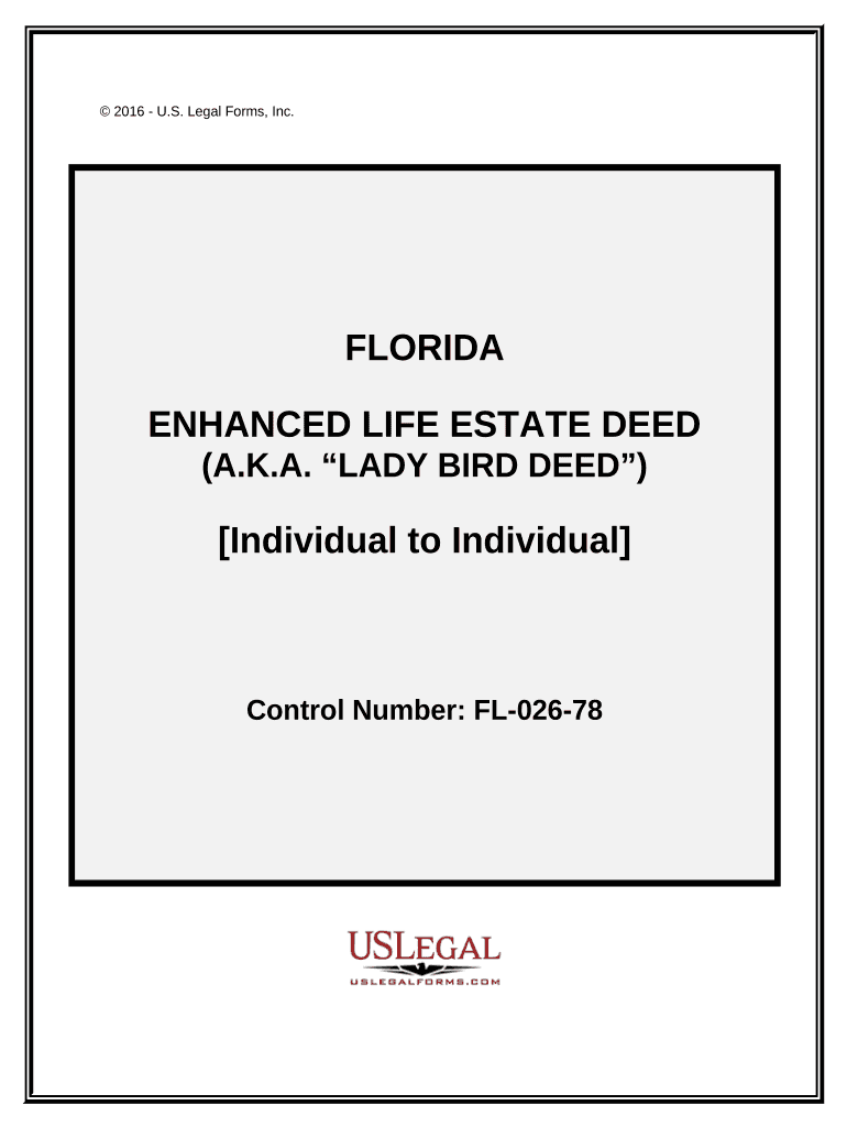 Enhanced Life Estate or Lady Bird Deed Individual to Individual Florida  Form