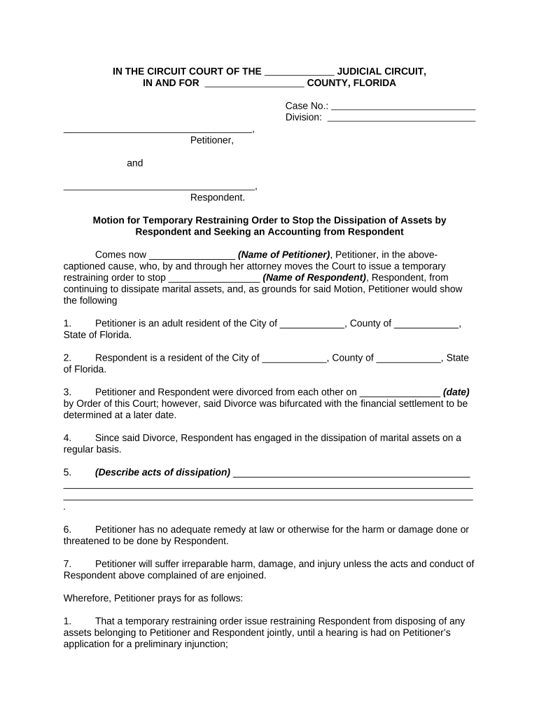 Fl Restraining  Form