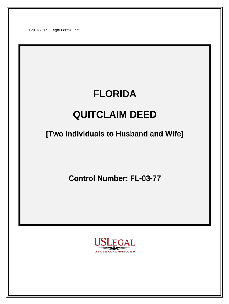 Quitclaim Deed by Two Individuals to Husband and Wife Florida  Form