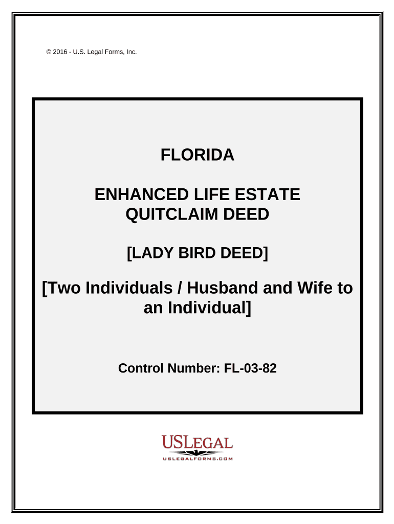 Enhanced Life Estate or Lady Bird Deed Quitclaim Two Individual or Husband and Wife to Individual Florida  Form