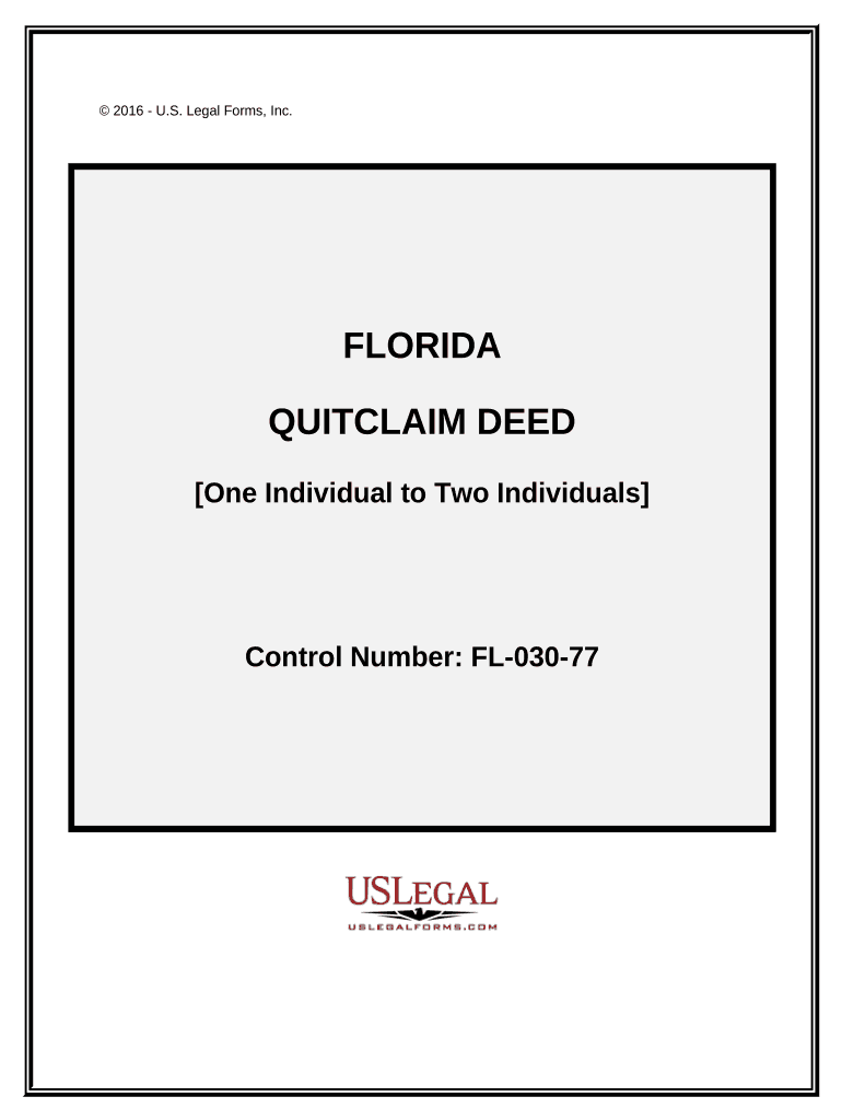 Quitclaim Deed One Individual to Two Individuals Florida  Form