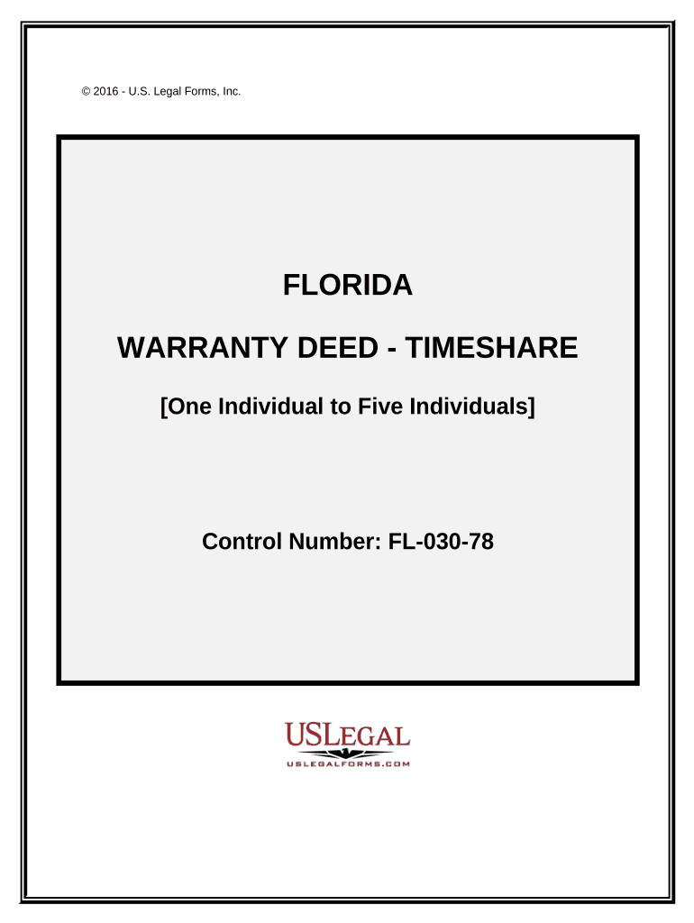 Warranty Deed for Timeshare from an Individual to Five Individuals Florida  Form