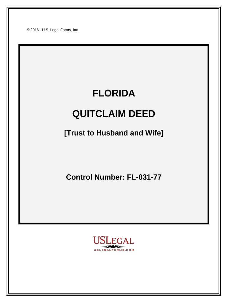 Quitclaim Deed Trust to Husband and Wife Florida  Form
