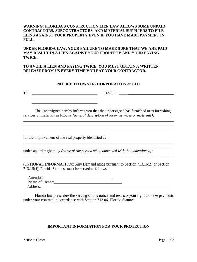 Florida Corporation Company  Form