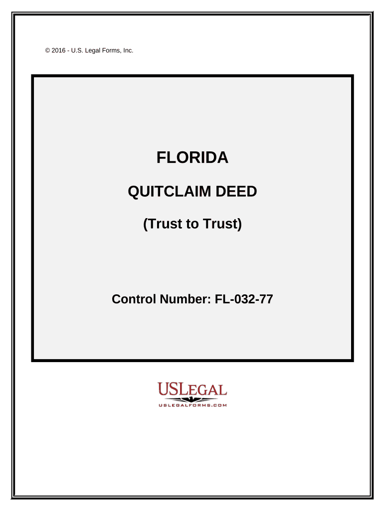 Quitclaim Deed Trust to Trust Florida  Form