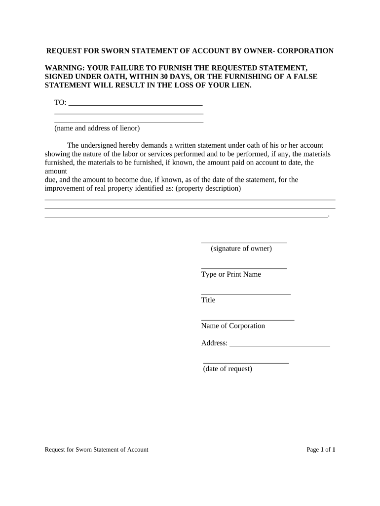 Florida Sworn Statement  Form