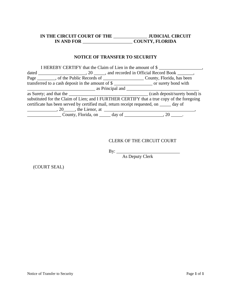 Florida Notice Transfer  Form