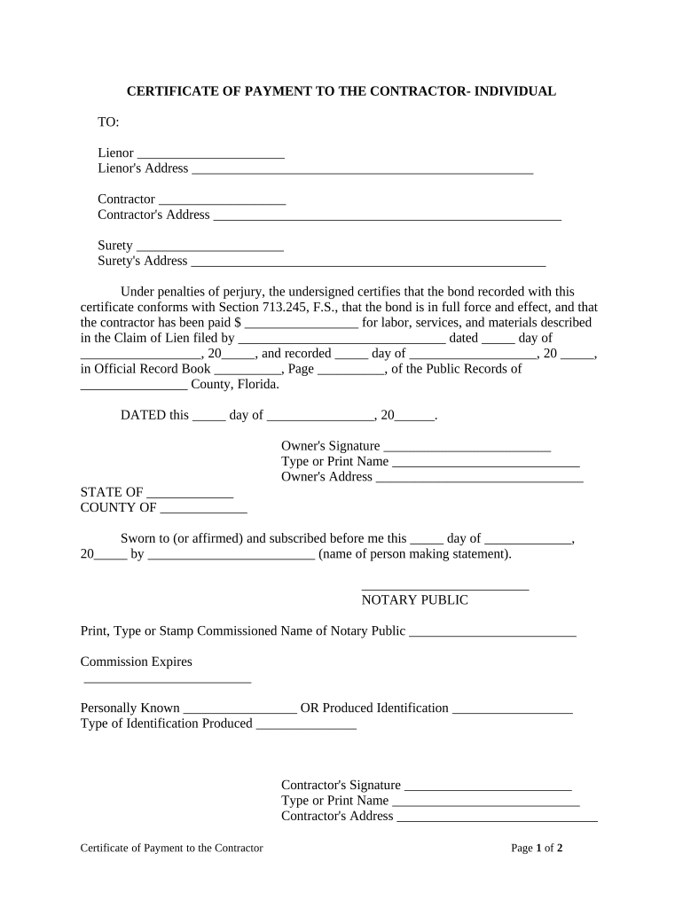 Fl Certificate Form