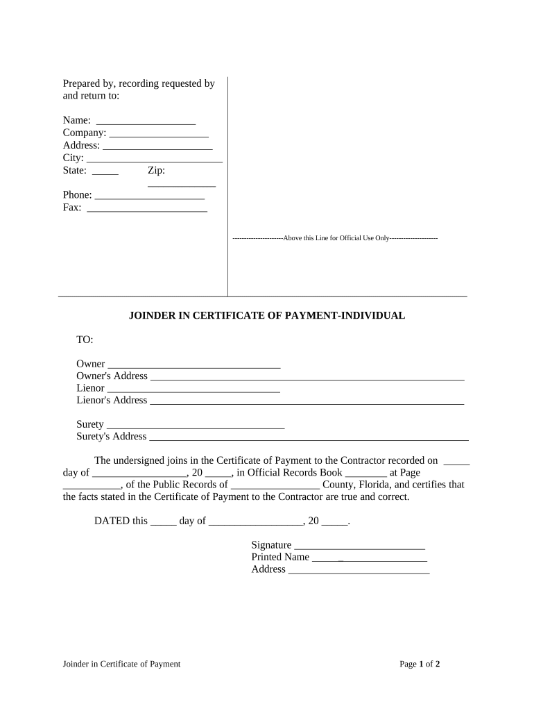 Florida Payment Construction  Form