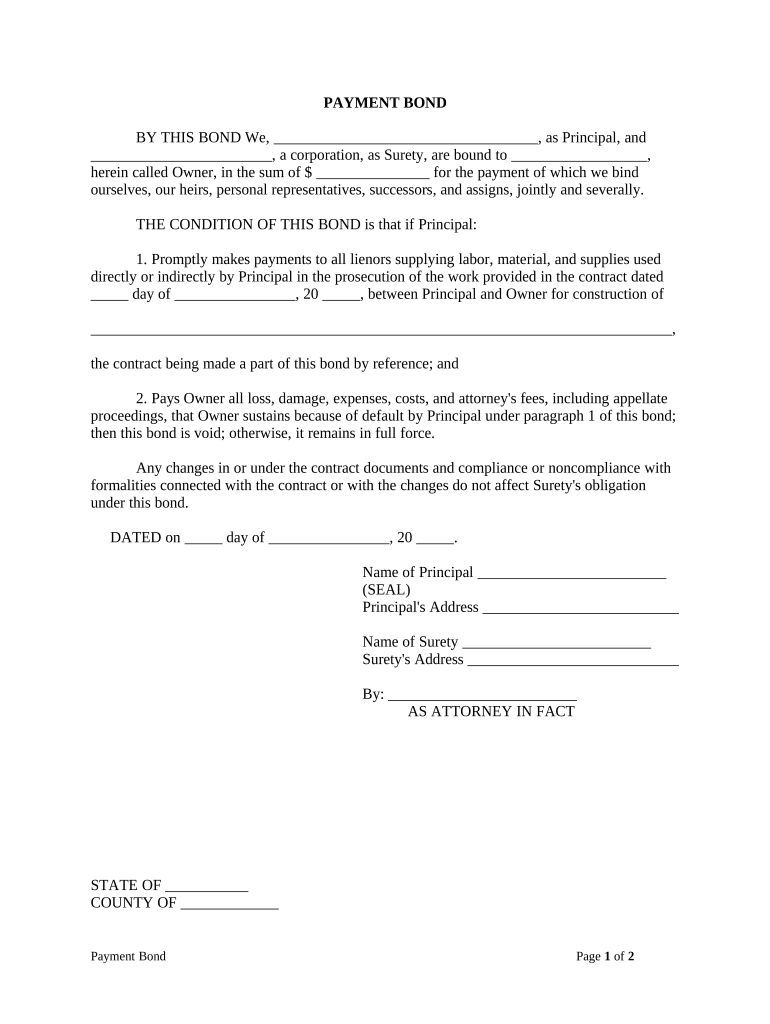 Payment Bond Form