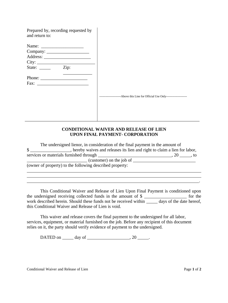 Conditional Waiver  Form