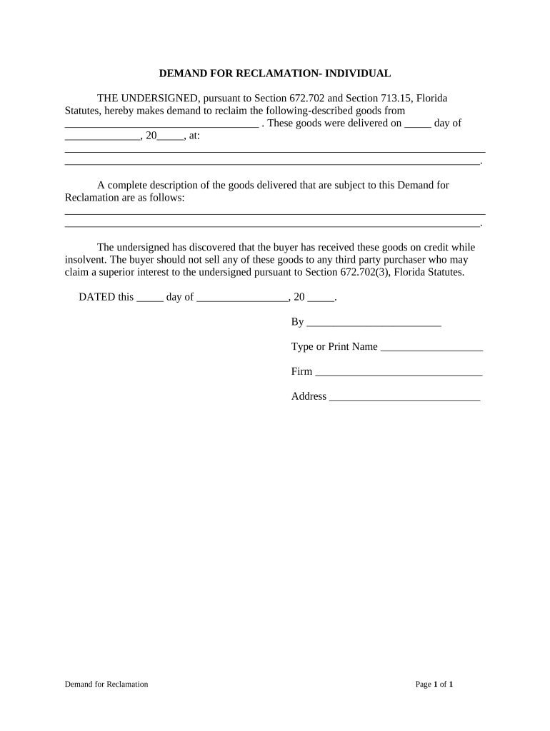 Florida Demand  Form