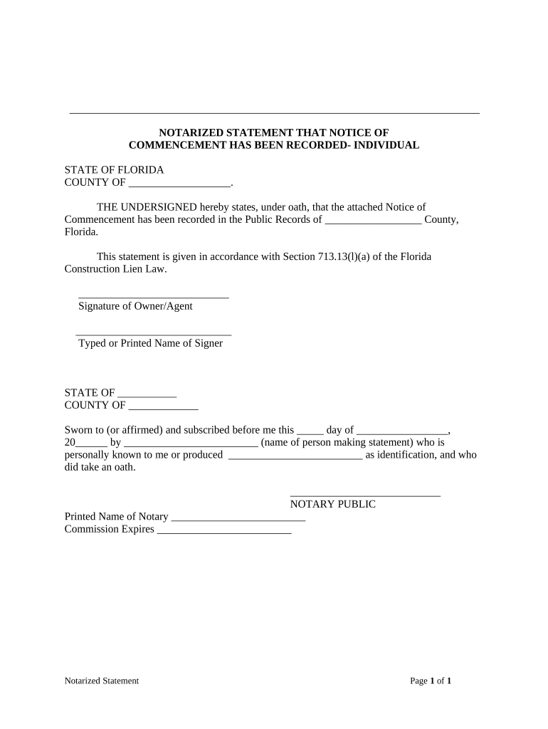 Notice of Commencement  Form