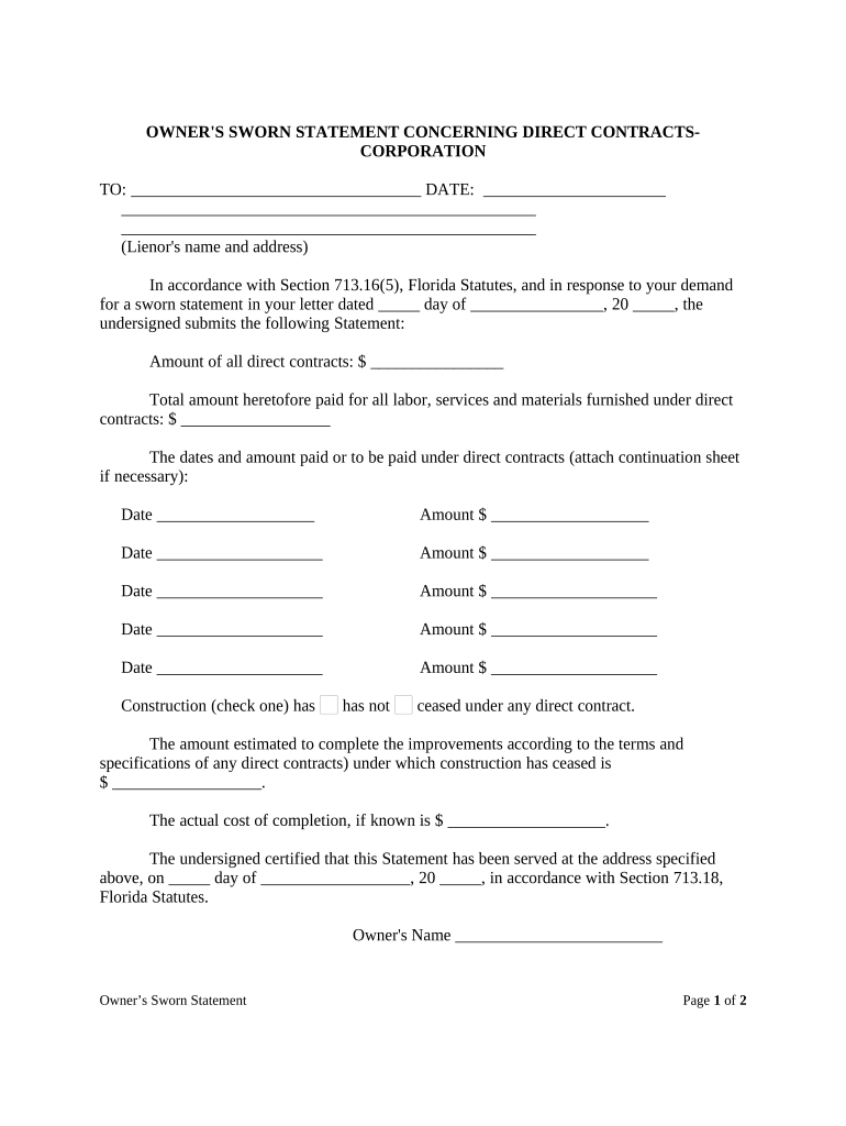 Sworn Statement Form