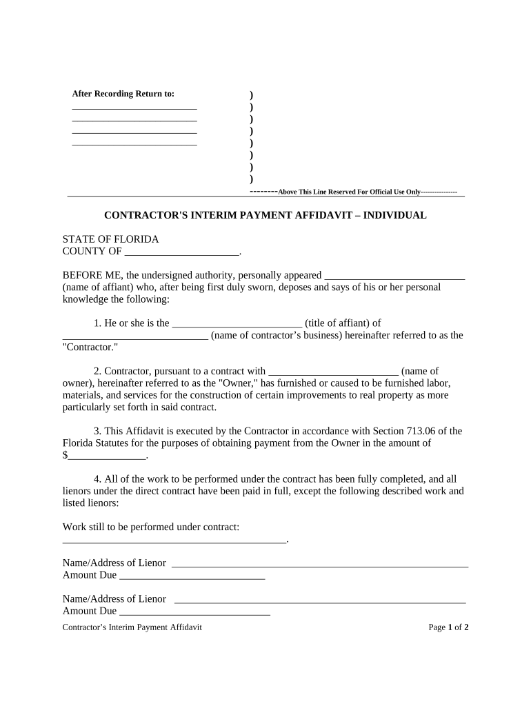 Interim Affidavit  Form