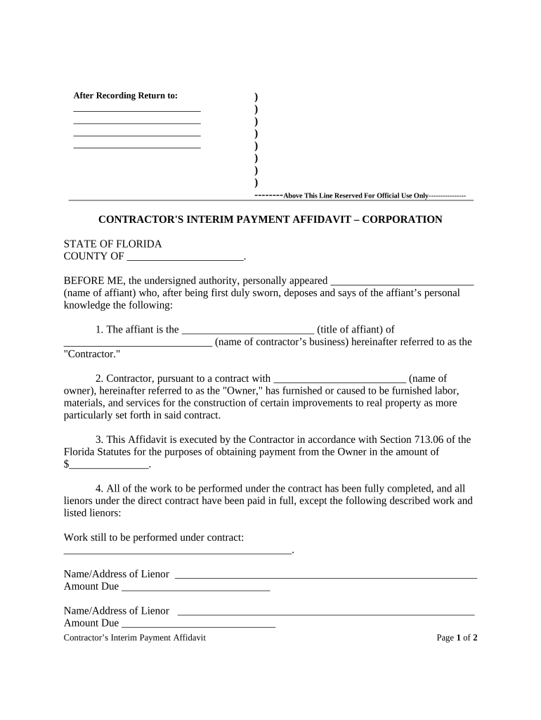 Interim Affidavit  Form