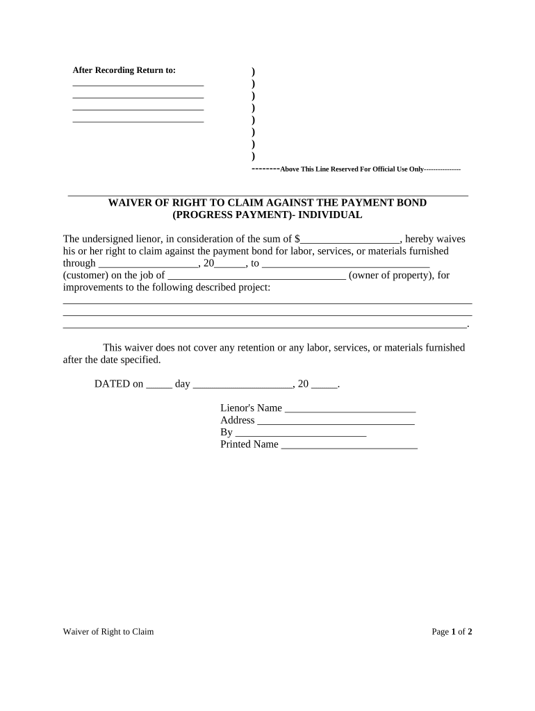 Waiver Claim Payment  Form