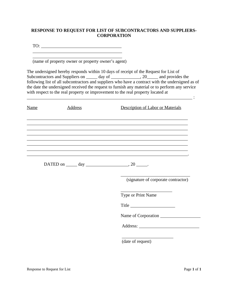 Florida Response Sample  Form