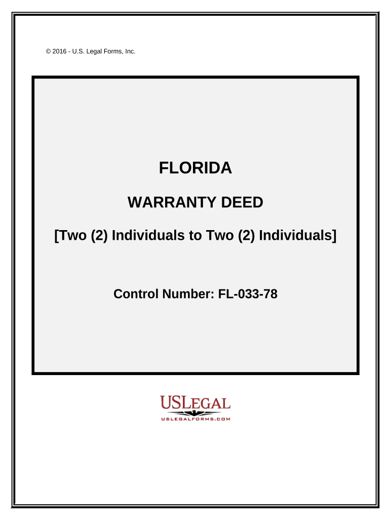 Warranty Deed Two Individuals to Two Individuals Florida  Form