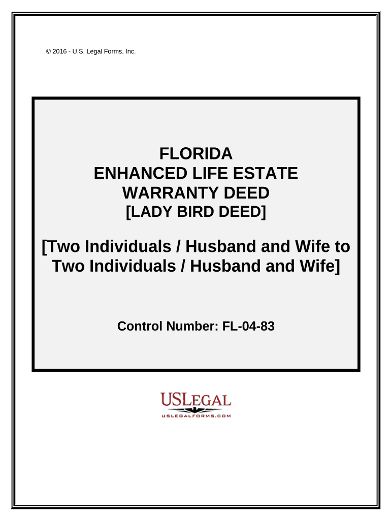 Enhanced Life Estate or Lady Bird Deed Two Individuals Husband and Wife to Two Individuals Husband and Wife Florida  Form