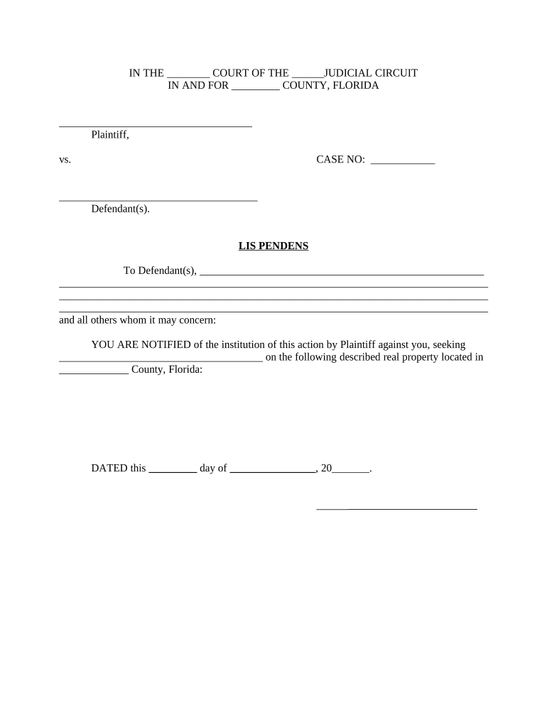 Lis Pendens  Form